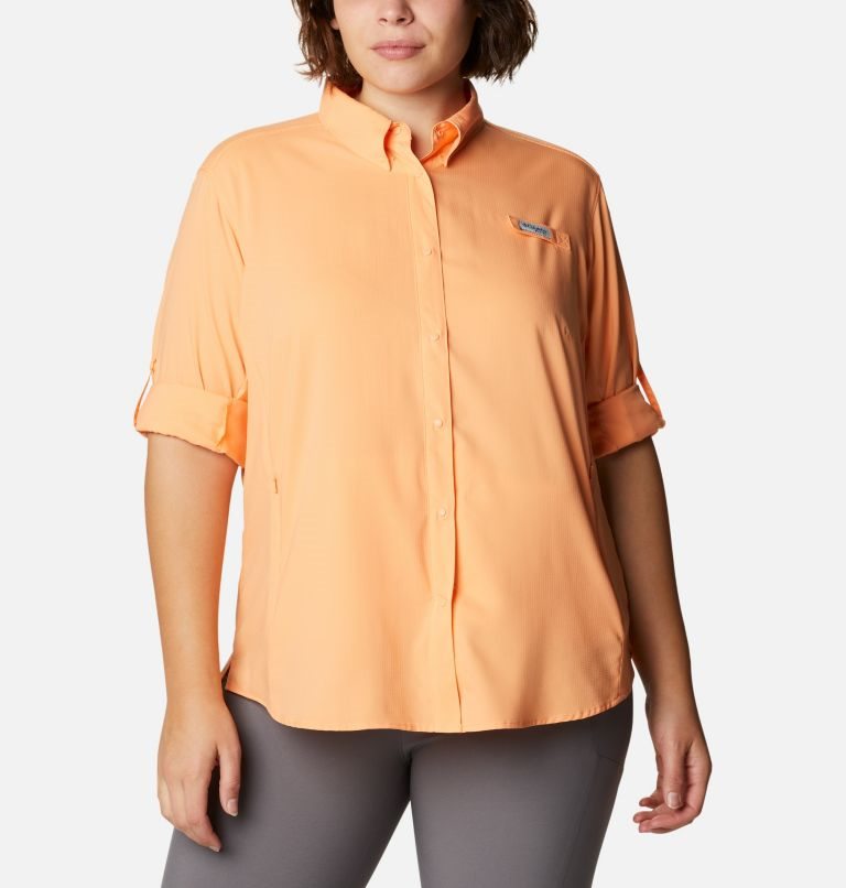 Women's Columbia PFG Tamiami II Long Sleeve Shirts Orange | Plus Size CA-Q0346